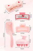 BL nouveau Kit d'accessoires de Spa de lavage de cheveux à venir pour la Saint-Valentin fête des mères bandeau brosse à cheveux Massage du cuir chevelu ensemble rose personnalisé