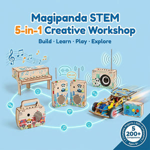 Kit STEM <span class=keywords><strong>de</strong></span> Aprendizaje Científico 5 en 1: Piano Electrónico <span class=keywords><strong>de</strong></span> Madera Hecho a Mano, Radio, Walkie Talkie, Grabadora <span class=keywords><strong>de</strong></span> Voz y Coche RC para la Escuela - Product Image 2