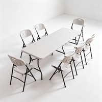 Ensemble table et chaises pliantes d'extérieur en PEHD blanc, vendu directement d'usine – Option économique pour événements design