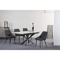 Table à manger extensible en pierre frittée, style rustique industriel, pour la maison, l'hôtel, pour les personnes