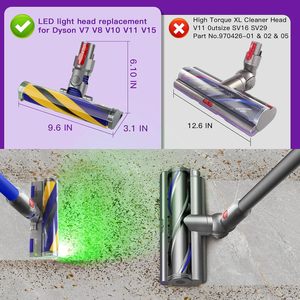 Tête de nettoyage de remplacement compatible avec les aspirateurs sans fil <span class=keywords><strong>V8</strong></span> V10 V15, accessoire brosse pour sols durs avec lumière optique LED verte - Product Image 4