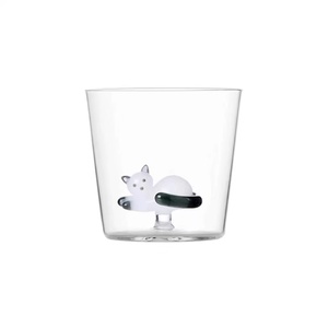Gobelet en <span class=keywords><strong>verre</strong></span> borosilicate personnalisé résistant à la chaleur avec <span class=keywords><strong>verre</strong></span> 3D fait à la main chat animaux Figurine - Product Image 2