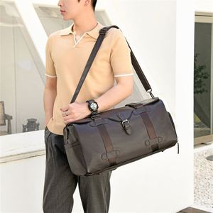 New Style Men PU Leather Waterproof Travel Bag Large Capacity Crossable Business <b>Luggage</b> Bag Detachable Shoulder <b>Strap</b> Gym Bag - Product Image 6