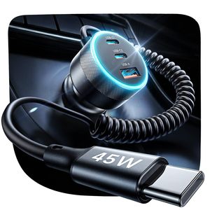 LISEN 2026 Adaptateur <span class=keywords><strong>Chargeur</strong></span> Voiture Amélioré 4-en-1 90W Multi-Ports USB C Power Delivery <span class=keywords><strong>Prise</strong></span> de Charge Rapide pour <span class=keywords><strong>iPhone</strong></span> 17 Samsung - Product Image 1