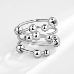 Vintage Smooth <b>Plain</b> anxiety rotating beads <b>ring</b> Copper Gold Plated Statement Fashion Jewelry For Women - Product Image 6
