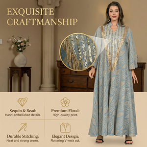 Luxury Forest Green Gold Embroidered Abaya for Women Elegant V-Neck Kaftan with Tassel Detail Formal Party <b>Islamic</b> Modest Gown - Product Image 2