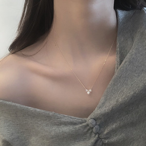 GSN04 alla moda S925 argento Sterling cubico Zirconia <span class=keywords><strong>fiocco</strong></span> <span class=keywords><strong>con</strong></span> conchiglia <span class=keywords><strong>collana</strong></span> pendente <span class=keywords><strong>di</strong></span> <span class=keywords><strong>perle</strong></span> per donna - Product Image 1