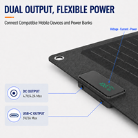 Panneau solaire pliable noir 20W, chargeur portable modèle US-S005, 23% d'efficacité élevée, ETFE avec sortie USB-C DC pour le camping en plein air
