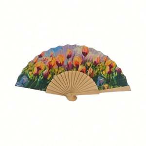 Abanicos de Madera de 23cm al por Mayor, Hechos a Mano con Patrones Coloridos, 18 Unidades con Asas, Novedad, Personalizables, para Promociones y Decoraciones - Product Image 6