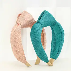 Summer Trends Handmade Women Hair Accessories Fashion Fabric Go Out Knot Hair Band Fabric Middle Knotted Hair Hoop