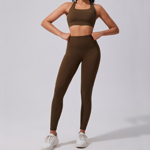 Nouvel <span class=keywords><strong>ensemble</strong></span> de vêtements de <span class=keywords><strong>sport</strong></span> personnalisés pour <span class=keywords><strong>femme</strong></span> : Leggings de yoga, soutien-gorge <span class=keywords><strong>push</strong></span>-<span class=keywords><strong>up</strong></span> et pantalon rehausseur de fesses, couleur unie, vente en gros - Product Image 5