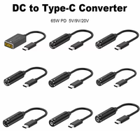 5.5X2.5 7.4X5.0 4.5X3.0mm Pengisi Daya Laptop USB-C PD 65W DC Type-C Converter Adaptor Daya Paduan Aluminium ABS PVC untuk
