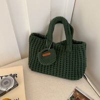 Sac à main en fil crocheté fait main, style coréen, couleur unie, mignon, pour tenue d'automne-hiver, motif dessin animé, en polyester