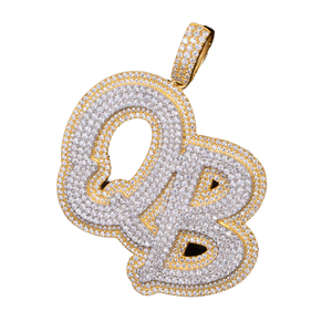 Colgante de Letra Hip Hop con Moissanita, Plata de Ley 925 Bañada en Oro, Corte Brillante Redondo, Joyería Personalizada - Product Image 5