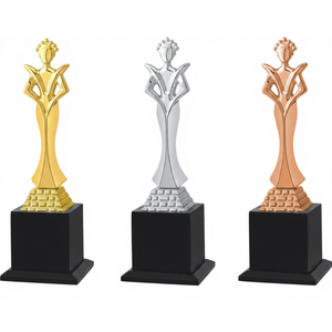 Trophées en métal haut de gamme sur mesure, plaqués or, argent et bronze, gravés, portables, en forme d'étoile, pour cadeaux de salons professionnels - Product Image 1