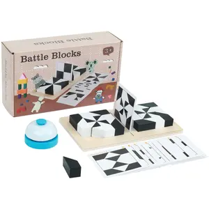 Jogo de treinamento de pensamento lógico para crianças, jogo de madeira para dois jogadores, quebra-cabeças de batalha, conjunto de blocos escondidos de madeira, brinquedo