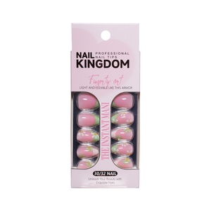 Nouvelles extensions d'ongles à presser transfrontalières, forme amande, pré-dessinées, fraîches, élégantes, style français, ornées de diamants, <span class=keywords><strong>32</strong></span> pièces - Product Image 5