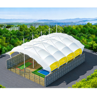 Toiture en membrane tendue imperméable en PVDF, ignifuge, résistante aux UV, structures tendues pour stades, structure en acier galvanisé, durée de vie de plus de 15 ans