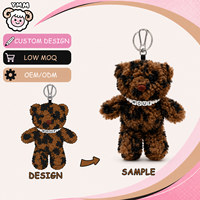 Porte-clés en peluche personnalisé, ours en peluche, porte-clés en peluche à fourrure marbrée, OEM ODM, poupée en peluche douce pour breloque de sac, cadeau