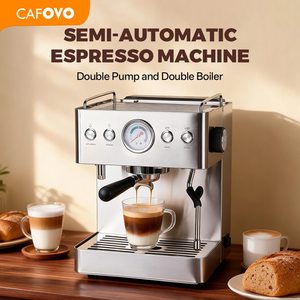 เครื่องชงกาแฟเอสเพรสโซแบบกึ่งอัตโนมัติสำหรับใช้งานเชิงพาณิชย์ ปั๊มคู่ หม้อต้มคู่ ให้ประสบการณ์กาแฟระดับมืออาชีพ - Product Image 1