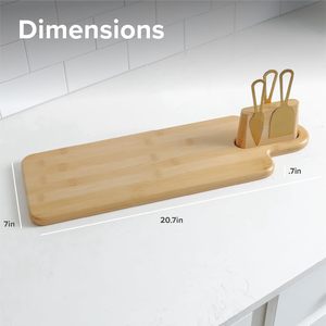 Tabla de queso de bambú con asas, bloque magnético para utensilios de cocina, juego de herramientas para queso de 52.6x17.8x1.7cm para servir y entretener - Product Image 2
