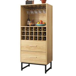 Armadietto del vino funzionale convince con una combinazione di Look in legno e metallo nero opaco piedi da cucina credenza - Product Image 1