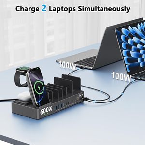 Station de charge sans fil 600W pour plusieurs appareils, 15 en 1, pour <span class=keywords><strong>Apple</strong></span>, double <span class=keywords><strong>USB</strong></span>-<span class=keywords><strong>C</strong></span> 100W, tablette pour MacBook, iPhone, iPad, tablette - Product Image 3