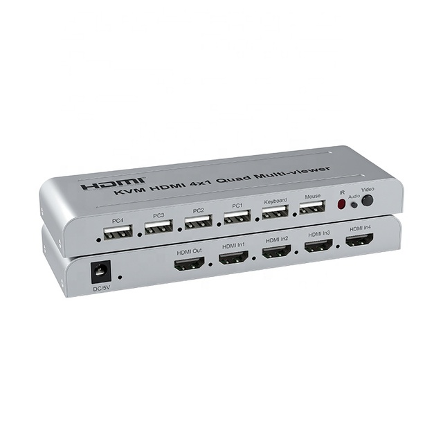 4K HDMI KVM Switch 4x1 With Quad Multi Viewer 4 in 1 Out HDMI Multiviewer USB Switcher 4 in 1 Out for 4 PC Share Mouse Keyboard