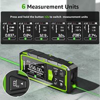 Télémètre laser numérique de précision Huepar BLM-100G vert bilatéral 200m avec conversion d'unités, outil de mesure laser rechargeable