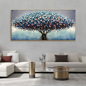 Grand <span class=keywords><strong>arbre</strong></span> fleuri peinture à l'huile sur toile Boho décoration murale décor à la maison Art 3D peinture à l'huile couteau peinture - Product Image 1