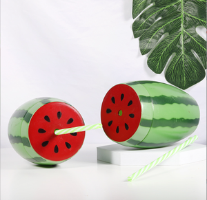 Taza de plástico con forma de sandía con pajita, taza de té de la leche bonita, botella de agua portátil para jugo, botellas recargables de 400ML y 650ML - Product Image 4