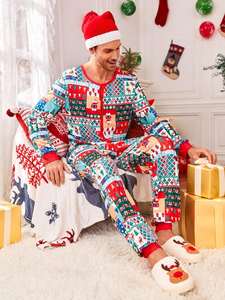 Mono para dormir <span class=keywords><strong>con</strong></span> <span class=keywords><strong>cremallera</strong></span> y estampado navideño para <span class=keywords><strong>hombre</strong></span>, pijamas navideños de bambú para adultos, monos para mujer, pijama de algodón para chico - Product Image 2