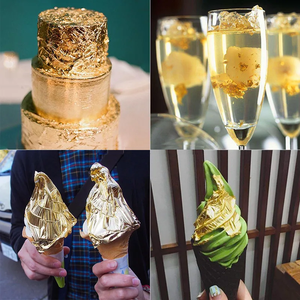 แผ่นทองคำบริสุทธิ์<span class=keywords><strong>24K</strong></span> ทำจากทองคำบริสุทธิ์ป้องกันการยับมาส์กหน้าดูแลผิวกินได้สีทอง - Product Image 3