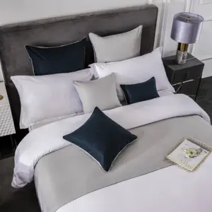 80%Cotton 20% Polyester 300 TC Sateen Fabric Quality For Hotel Duvet Cover Bed Flat Sheet Pillow Case Bedding Set