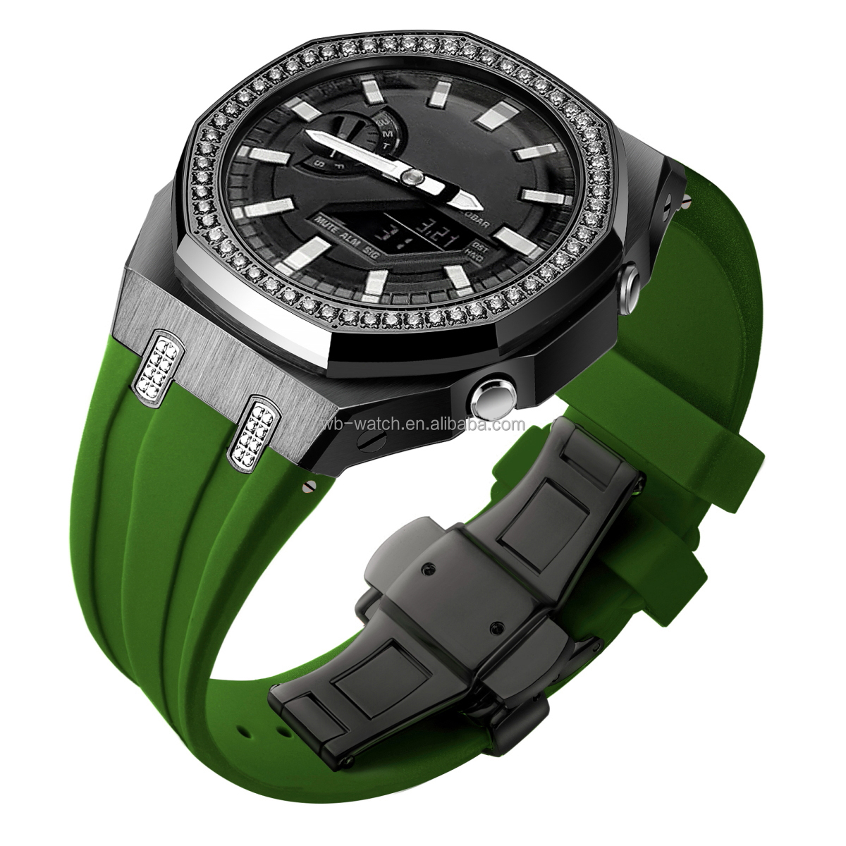 Boîtier noir + bracelet vert