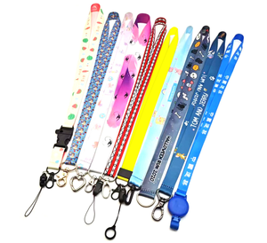 Wholesale Custom Sublimation Promotional Reel Id Card Holder Polyester Woven Rope Lightstick Neck Wrist Lanyard Keychain Hook