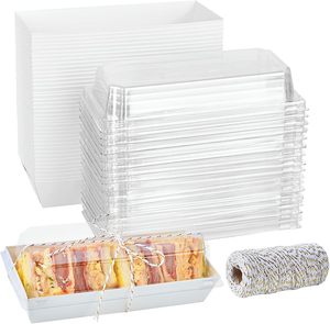 3.3*6inch tùy chỉnh bánh tráng miệng Cookie Macaron Pastry giấy trắng bao bì hộp hình chữ nhật trong suốt với nắp vật nuôi - Product Image 1