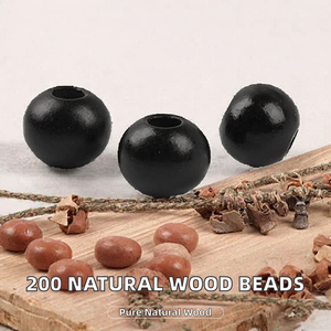Perles en bois noir naturel 12 mm à grand trou, lot en vrac pour la fabrication de bijoux, perles rondes non traitées fabriquées en Chine - Product Image 2