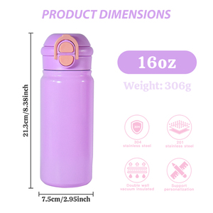 Tazza in Metallo Personalizzata con Logo 450ml 16oz Verniciata a Spruzzo 304 Doppia Parete Isolata Sottovuoto in Acciaio Inox Bottiglie d'<span class=keywords><strong>Acqua</strong></span> per Bambini - Product Image 3