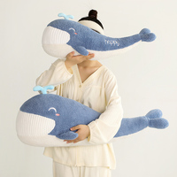 Animal marin doux joli sourire bleu dauphin poupée requin oreiller en peluche baleine en peluche jouet