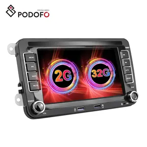 Podofo วิทยุติดรถยนต์ Android 2 + 32G 7 '',วิทยุสเตอริโอติดรถยนต์ GPS WIFI FM 2 USB ไฟ7สีสำหรับ Vw/skoda/seat/Polo/Golf 5/6
