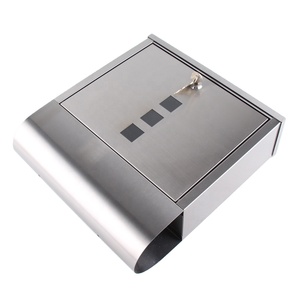 Boîte aux lettres murale en acier inoxydable, serrure avec clés, compartiment à journaux inclus, fenêtre de visualisation facile à assembler - Product Image 5