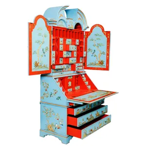 木制家具从直销厂家法国新设计彩色彩绘木制文件柜热卖储物柜秘书柜