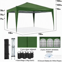 Carpa Gazebo Plegable 3x3, Portátil, Impermeable, con Refuerzo Diagonal, Lona Oxford 210D de PVC de una Sola Capa, para Fiestas en el Jardín