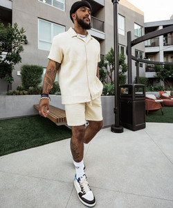 <span class=keywords><strong>Conjunto</strong></span> de ropa de calle Hawaiana para <span class=keywords><strong>hombre</strong></span>, camiseta de manga corta con botones y pantalones cortos de verano - Product Image 1