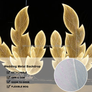 LEDA Party Events Decoration <b>Props</b> Warm Light Glowing Backdrop LED Metal Leaves Background Stand for <b>Wedding</b> - Product Image 4