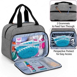 BSCI Factory Custom Portable <b>Knitting</b> Tote Bag Travel Yarn <b>Storage</b> Bag Craft Tote Organizer Bag - Product Image 3