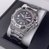 Montre mécanique automatique pour homme, double fenêtre de calendrier, résistante à l'eau 100 m, bracelet à trois maillons, Reloj Hombre