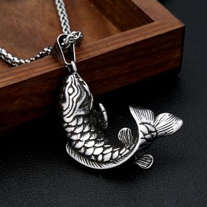 Yunnique – collier avec pendentif poisson Koi en acier inoxydable pour hommes, chaîne animale Punk Hip Hop, bijoux à la mode, cadeau - Product Image 3