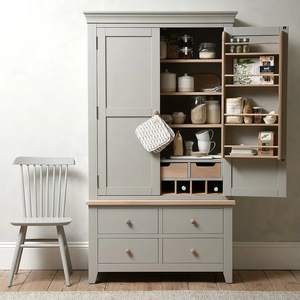 Mobile da Cucina Chester Grigio Tortora con Doppio Armadio Dispensa in Legno Massello - Product Image 2